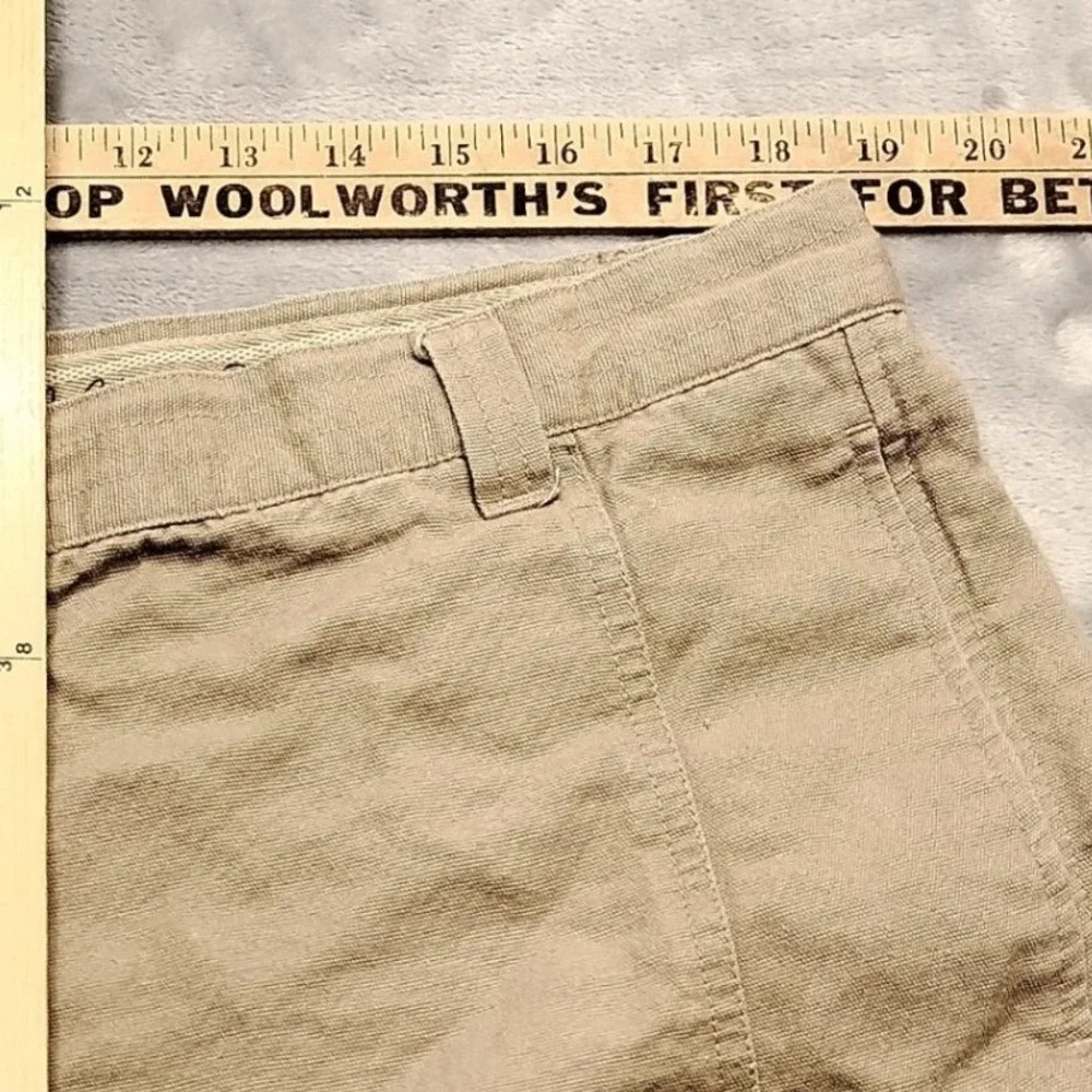 VTG La Cabana Pants Mens 38x28 Tan Cargo Casual Linen Blend Flat Front